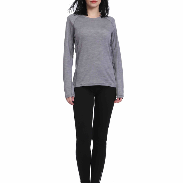 Conjunto de camada de base de roupas compridas 100% feminina de lã de lã Merino 