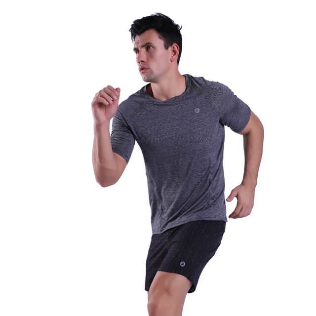 Camiseta masculina de manga curta de secagem rápida respirável para treino de corrida camisetas gola careca