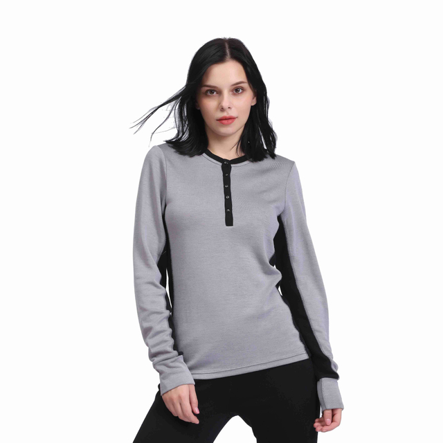 Mulheres Merino Wool Térmica Roupa Top de Manga Longa