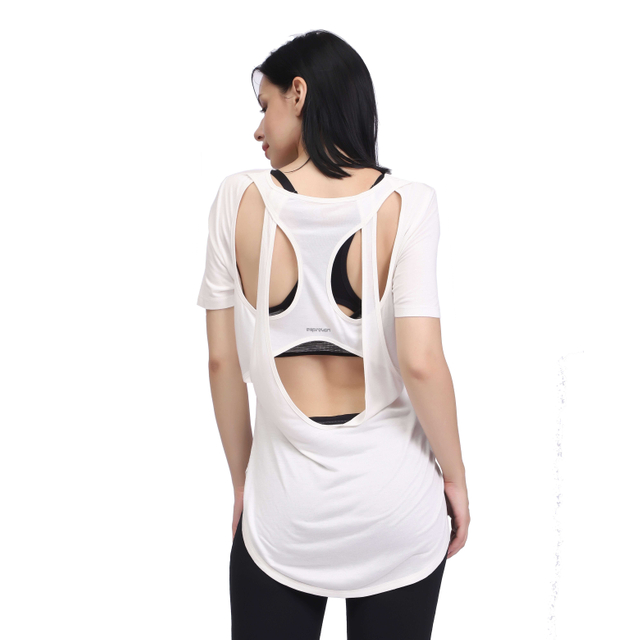 Top feminino branco feminino costas curvas bainha manga curta manga curta