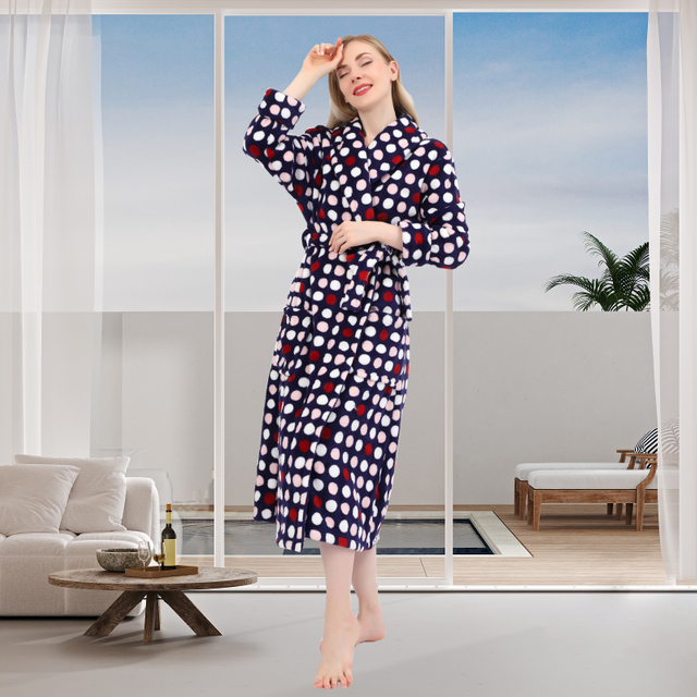 Robe de lã de flanela feminina, roupão de banho de pelúcia quente para mulheres camisola de xale com bolsos