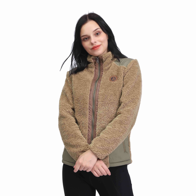 Casaco curto feminino sherpa casaco de lã patchwork com bolsos com zíper