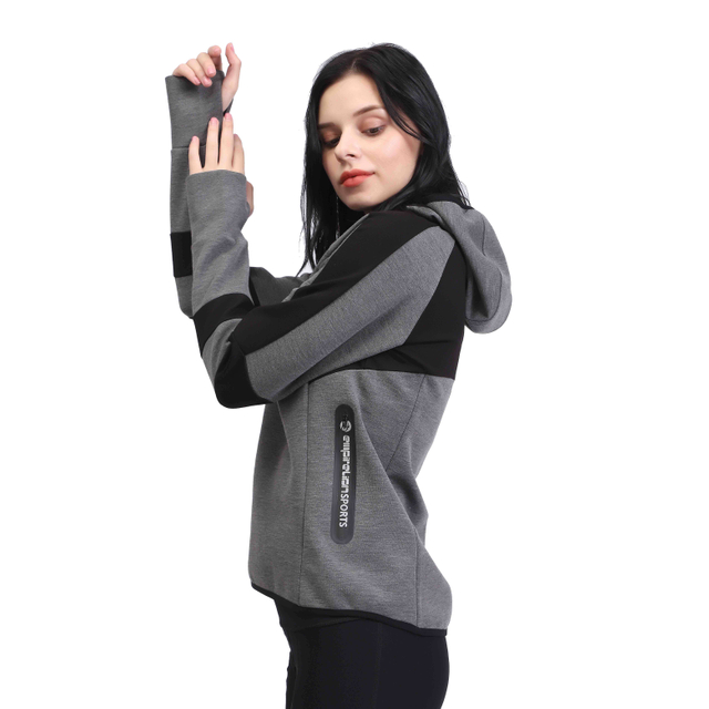 Hoodie de funil com zíper selado para ginástica feminina