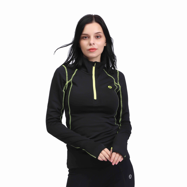Esporte feminino slim fit 1/2 zip lã de lã de alma
