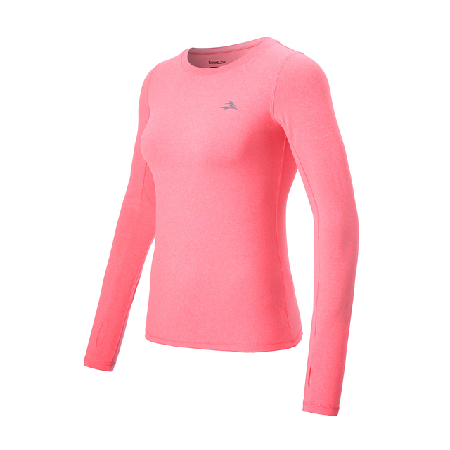 Camiseta feminina ativa manga longa base de corrida esportiva top